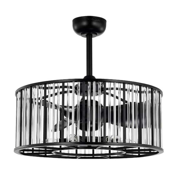 Warehouse of Tiffany Helena 24.8 in. 6-Light Indoor Matte Black Finish Ceiling Fan with Light Kit