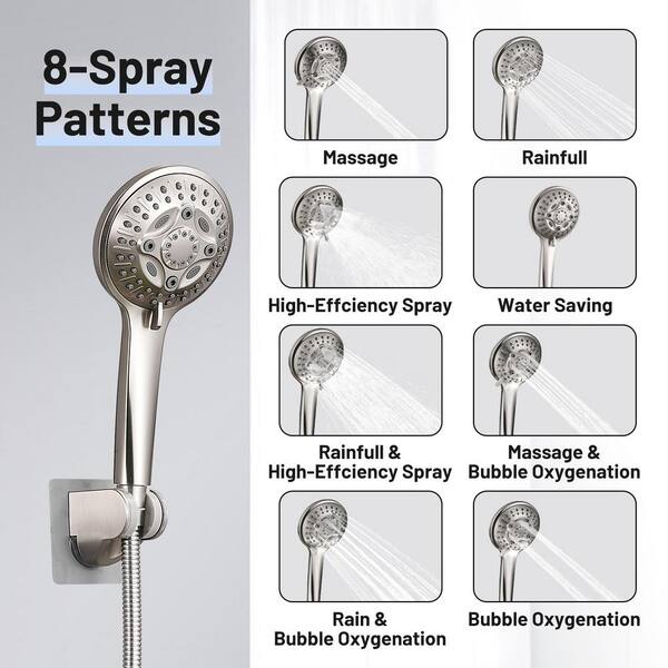 1-spray 8 in. Dual Shower Head and Handheld Shower Head with Low Flow in Brushed-Nickel 1-spray 8 in. Dual Shower Head and Handheld Shower Head with Low Flow in Brushed-Nickel