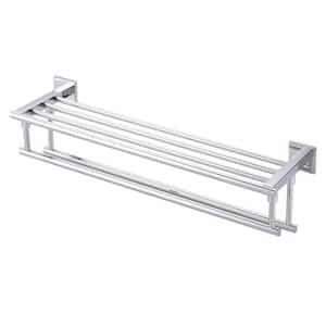 24 in. Bathroom Wall Mounted Double Tier Towel Rack with Double Towel Bar Stainless Steel in Polished Chrome