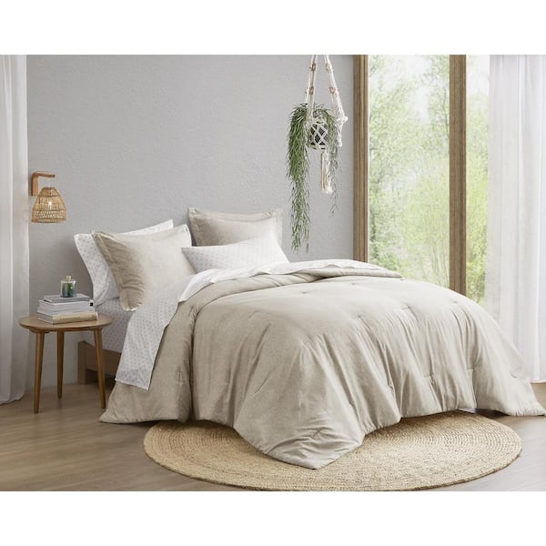 Camden 7-Piece Neutral Microfiber King Comforter Set with Bed Sheets