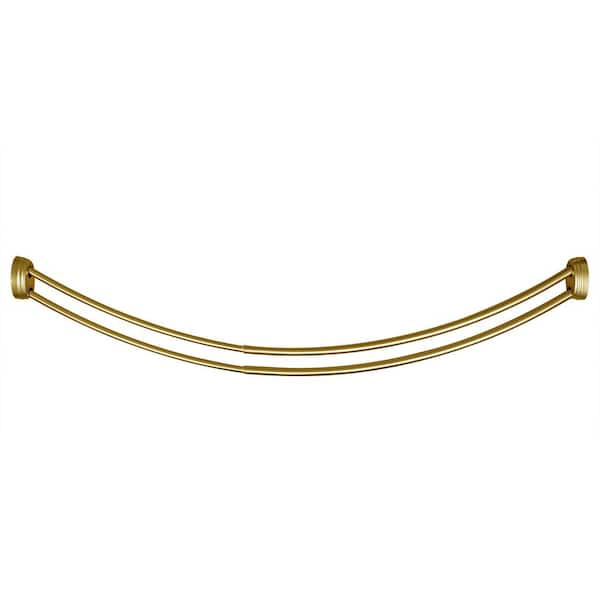 72 in. Rustproof Aluminum Double Curved Shower Rod, Adjustable 45 to 72 in., 8 in. Extra Shower Space, Bright Gold