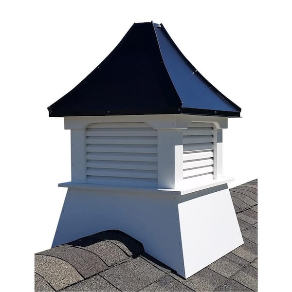 Yosemite 24 in. x 24 in. x 38 in. Composite Vinyl Cupola with Black Aluminum Roof