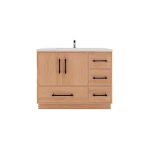 Victoria 42 in. W x 20 in. D x 35 in. H Single Sink Freestanding Bath Vanity in Red Oak with White Acrylic Top