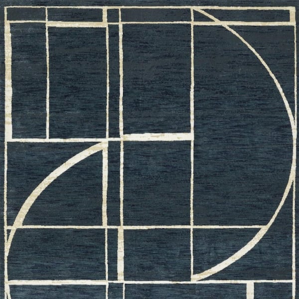 10 ft. x 13 ft. Blue, Ivory Geometric Washable Area Rug