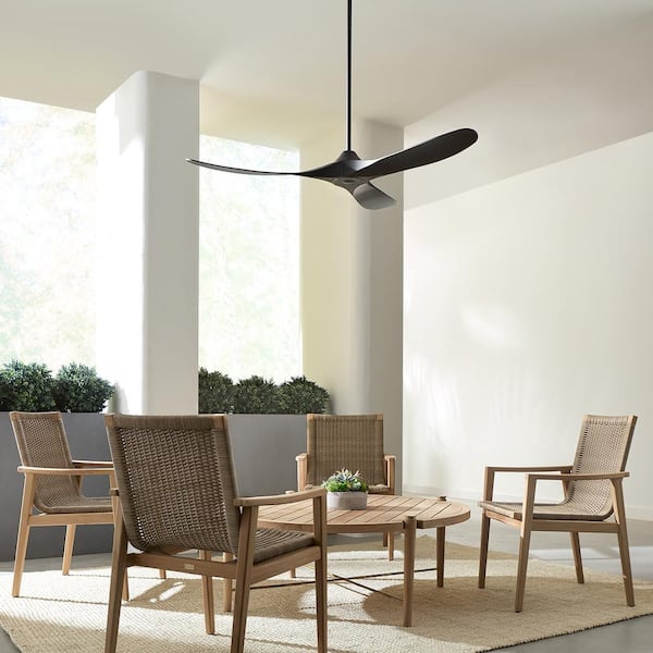 Maverick Coastal 60 in. Outdoor Wet Rated Midnight Black Ceiling Fan with Black Blades, DC Motor