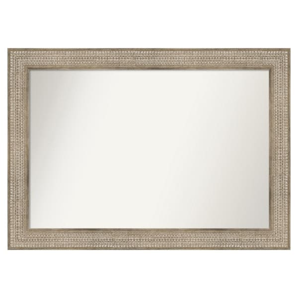 Amanti Art Trellis Silver 42 in. x 30 in. Custom Non-Beveled Wood Framed Bathroom Vanity Wall Mirror
