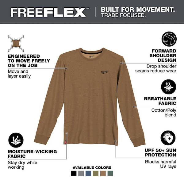 Milwaukee Men's X-Large Brown Cotton/Polyester Long Sleeve Hybrid
