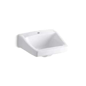 Chesapeake Wall-Mount Vitreous China Bathroom Sink in White with Overflow Drain