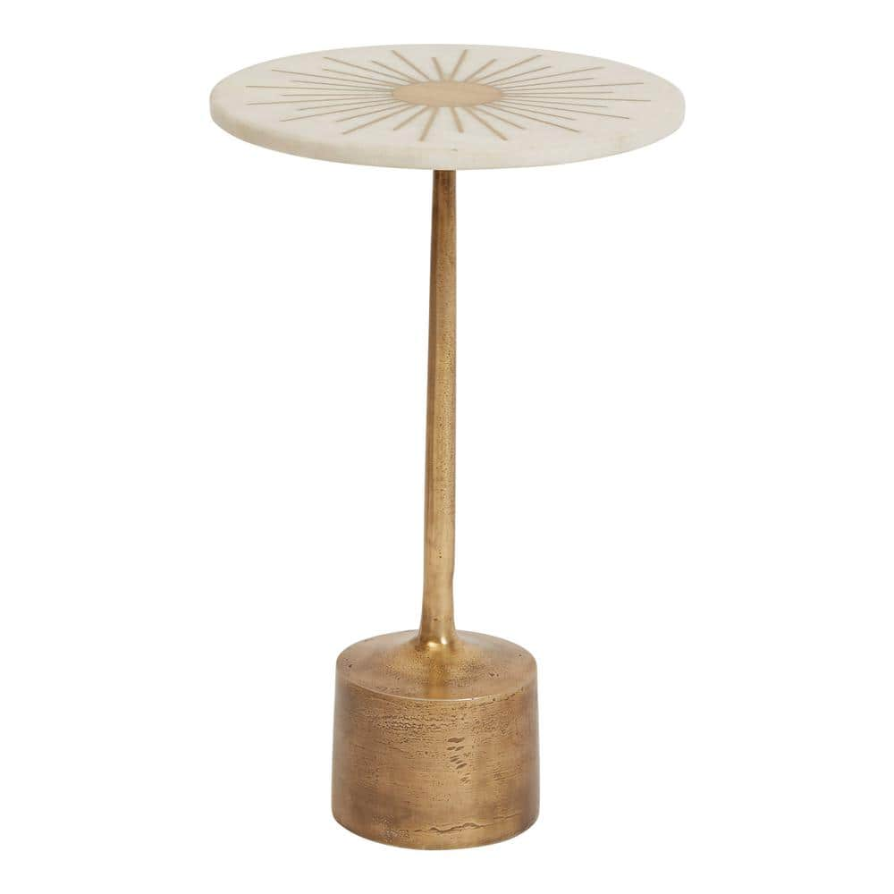 Creative Co-Op 12 R Marble & Metal Sunburst Table with Pedestal Base