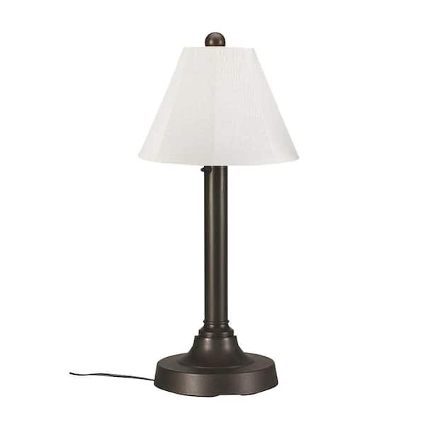 Patio Living Concepts San Juan 30 in. Bronze OutdoorTable Lamp with Natural Linen Shade