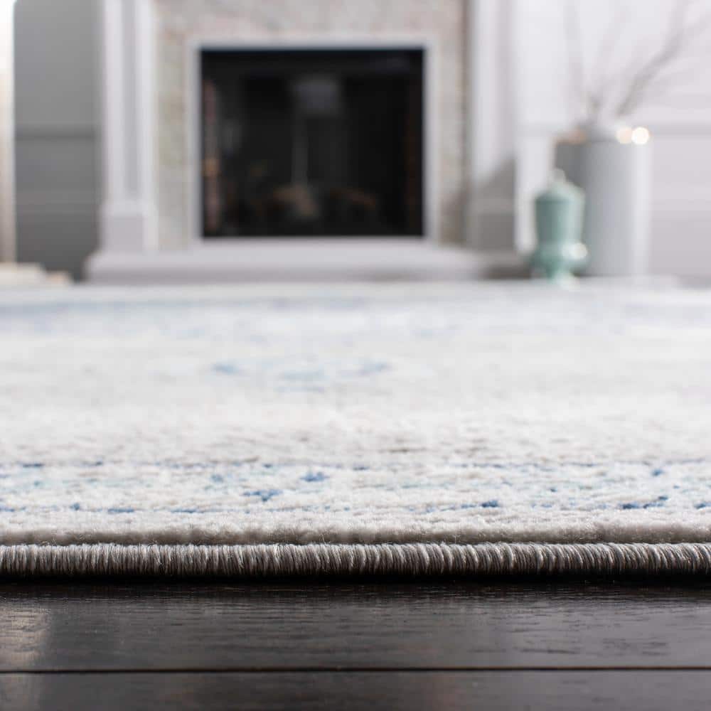 Elegant Gray 3' x 3' Square Hand-Knotted Synthetic Area Rug
