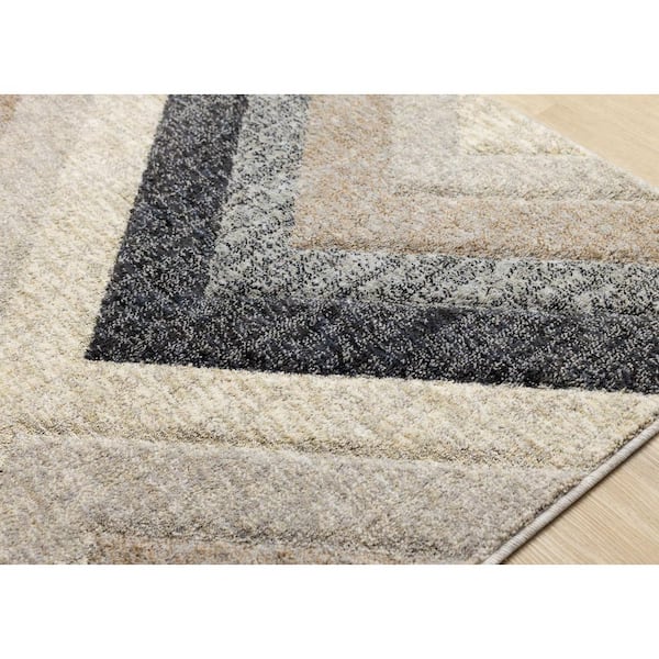 Cora Collections 5 ft. x 8 ft. Grey Geometric, Trellis Indoor Area Rug