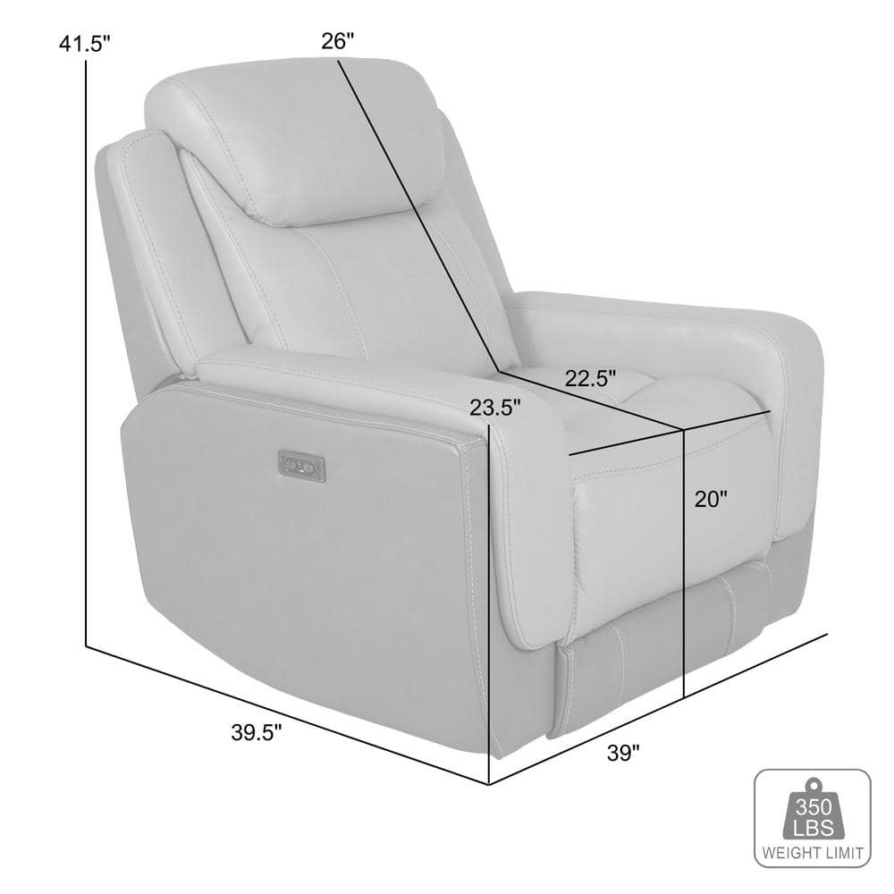 Rosalyn Gray Leather Zero Gravity Recliner with Metal Frame