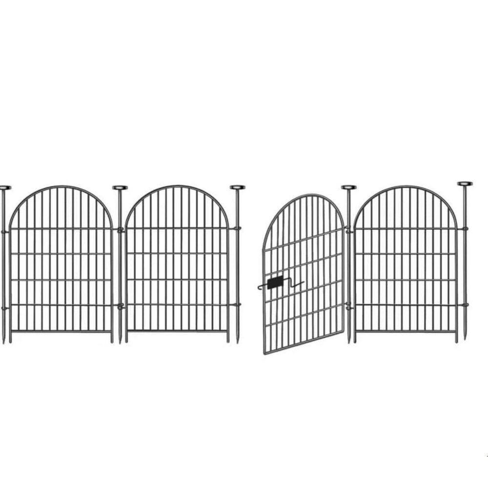 Tall Garden Fence with Gate, 40 in. (H)x8.8 ft. (L) 4 Panels No Dig Fence f