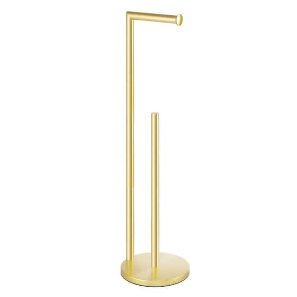 Stainless Steel Toilet Paper Holder Stand, Free Standing Toilet Paper Holder for 4 Rolls, Toilet Paper Storage in Gold