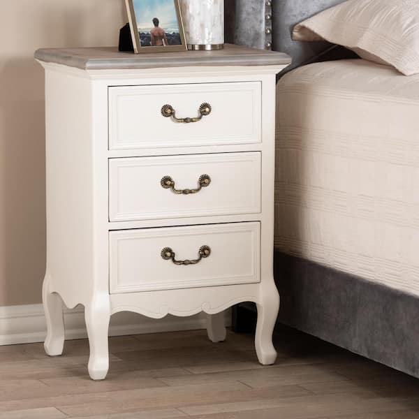 Baxton Studio Capucine 3 Drawer White Nightstand 151 9205 HD The