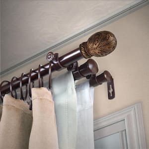 13/16" Dia Adjustable 120" to 170" Triple Curtain Rod in Cocoa with Irene Finials