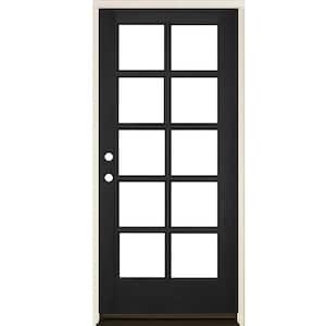 36 in. x 80 in. French RH Full Lite Clear Glass Black Stain Douglas Fir Prehung Front Door