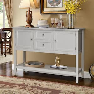 Gray Sideboard Buffet Table Wooden Console Table with Drawers and Cabinets