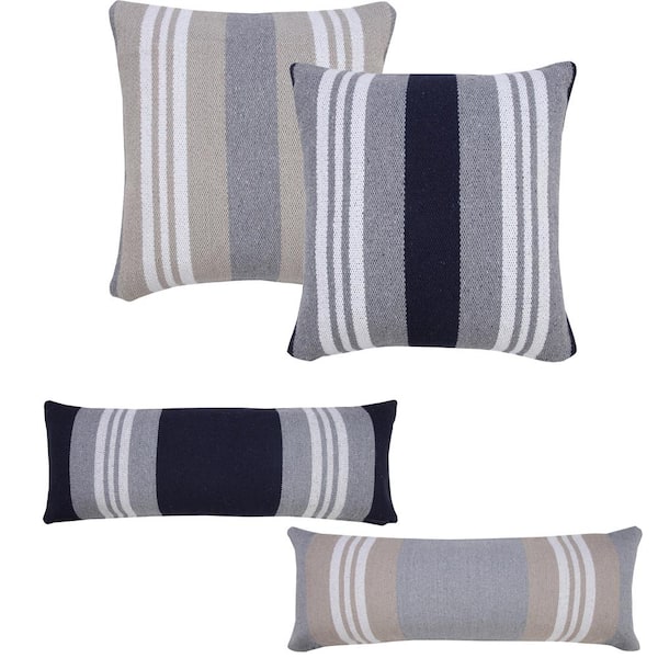 Navy Decorative Accent Throw Pillows for Stripe Collection - Set of 2