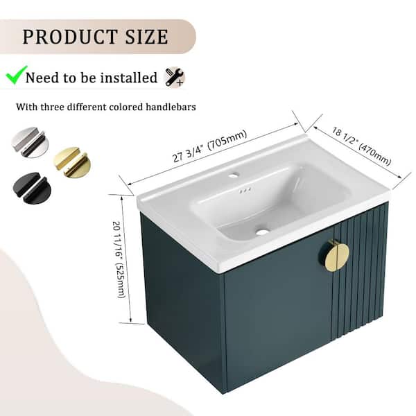 FAMYYT 28 in. W x 18.5 in. D x 20.7 in. H Single Sink