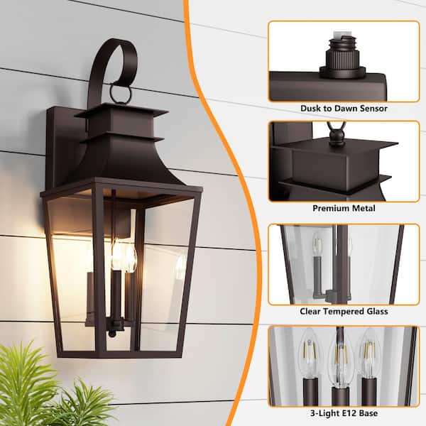 Maxax 26.37 in. Oil Rubbed Bronze Modern Dusk to Dawn Outdoor