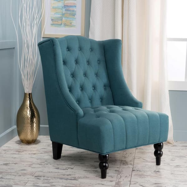 Toddman Dark Teal Polyester High Back Club Chair