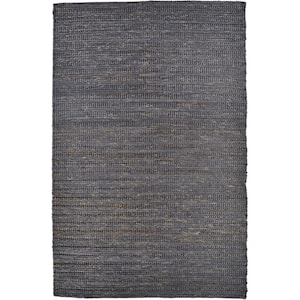4 x 6 Blue and Gray Solid Color Area Rug