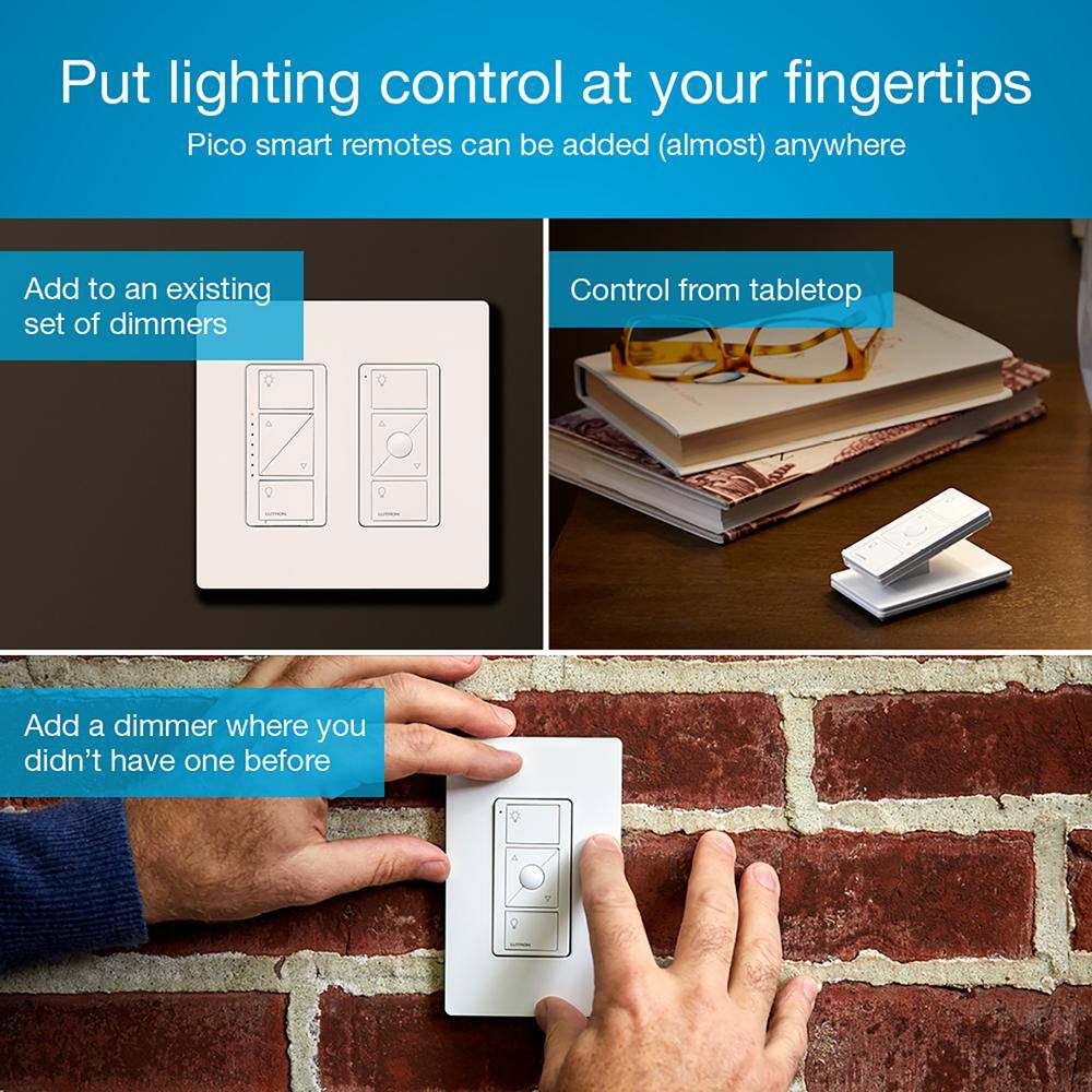 Lutron White Wireless Smart Dimmer Switch with Remote Control
