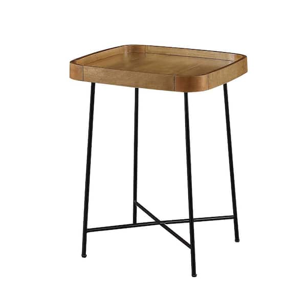 Convenience Concepts Lunar 20 in. Driftwood/Black Standard Height Square Wood Top End Table with Metal Legs