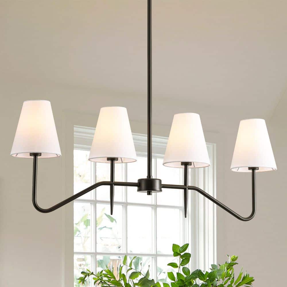 Lumor 4 Light Matte Black Bohemian Linear Chandelier with Fabric Cone Shades price history on PriceWatchPro