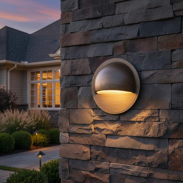 HINKLEY - Hardy Island Round Eyebrow Matte Bronze LED Deck Sconce