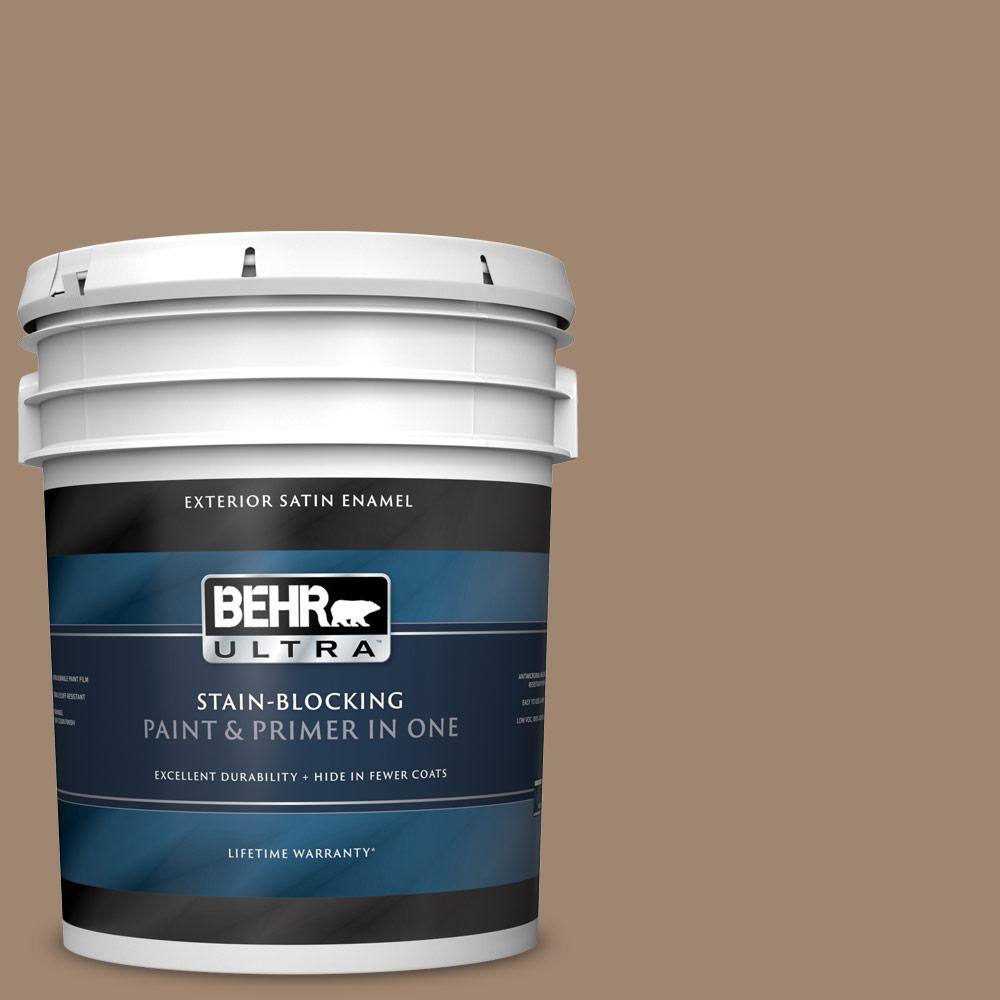 BEHR ULTRA 5 gal. 700D5 Toffee Crunch Satin Enamel Exterior Paint and