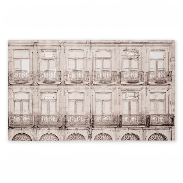 Pretty Beige Windows Architecture Beige 18 in. x 30 in. Polyester Non-Slip Outdoor Door Mat