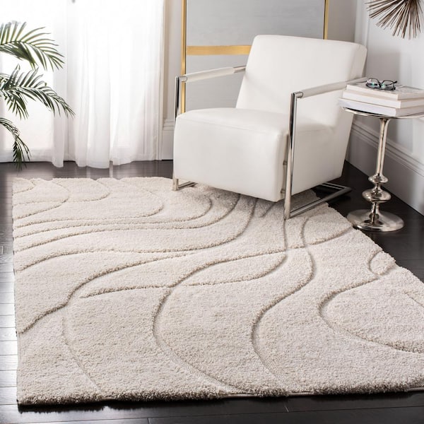 Florida Shag Cream 9 ft. x 12 ft. Solid Area Rug