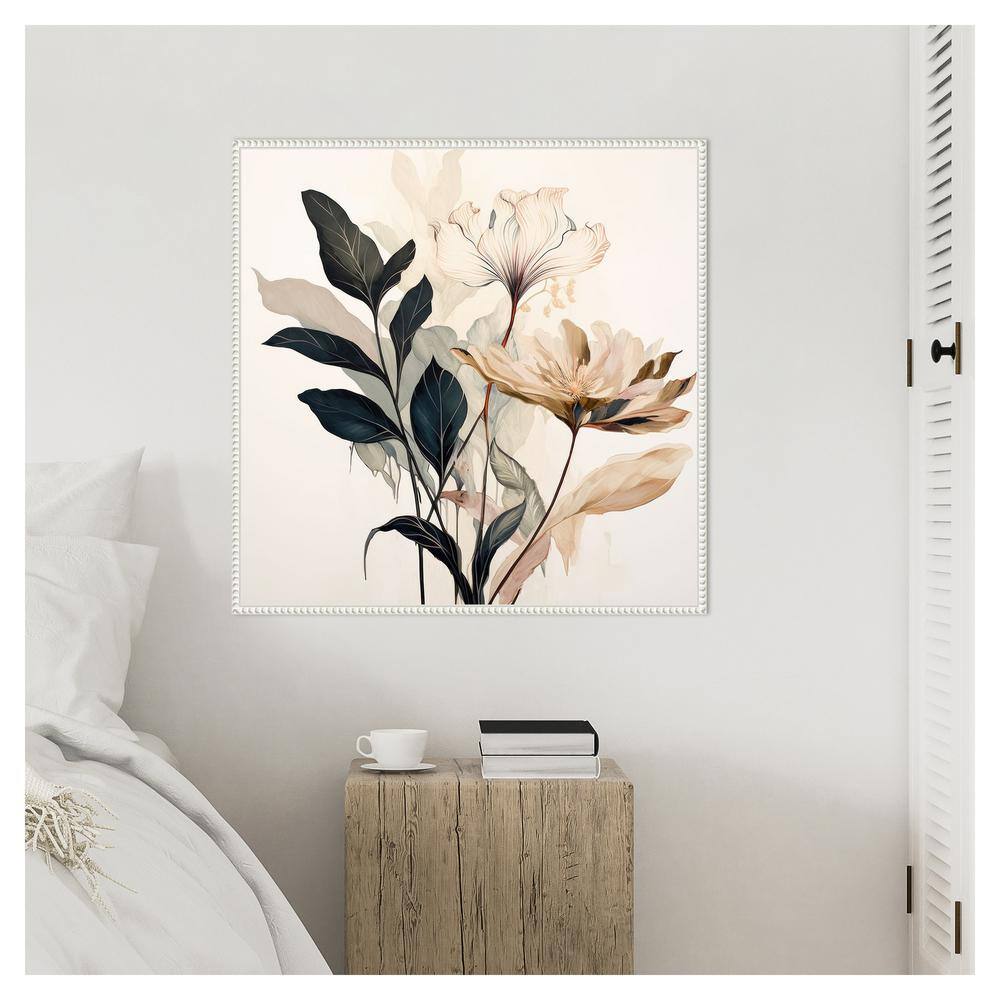 Whimsical Blossoms II 30" White Framed Canvas Wall Art