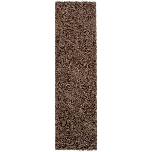 SAFAVIEH Athens Shag Taupe 2 ft. x 8 ft. Geometric Runner Rug
