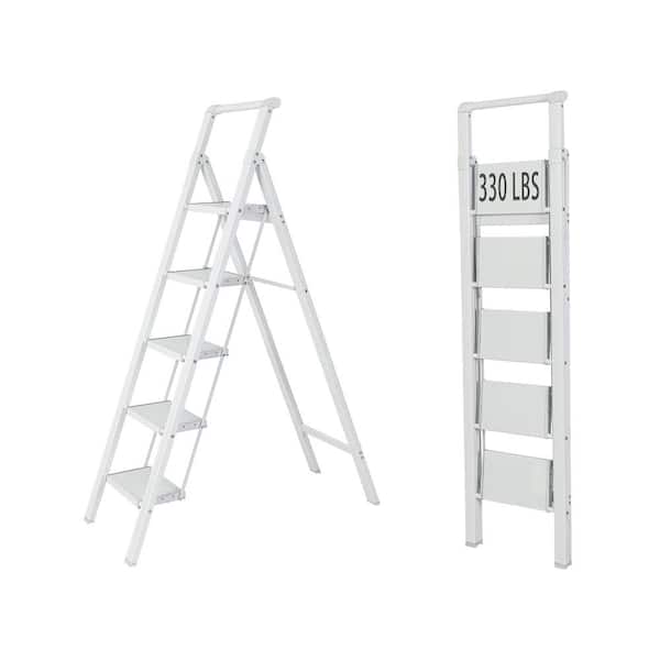 Tatayosi 5-Step Aluminum Alloy Folding Step Stool Ladder 330 lbs. Load Capacity Type IA Duty Rating (5.54 ft. Reach Height)