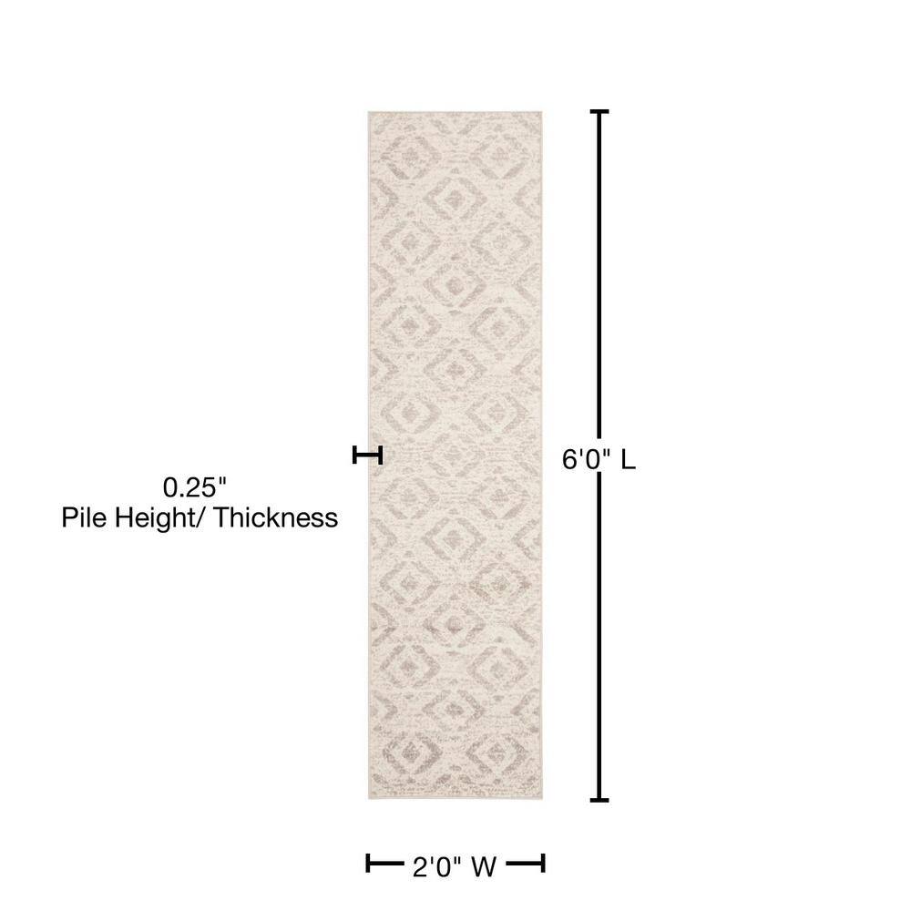Ivory Medallion Easy-Care 2' x 6' Synthetic Runner Rug