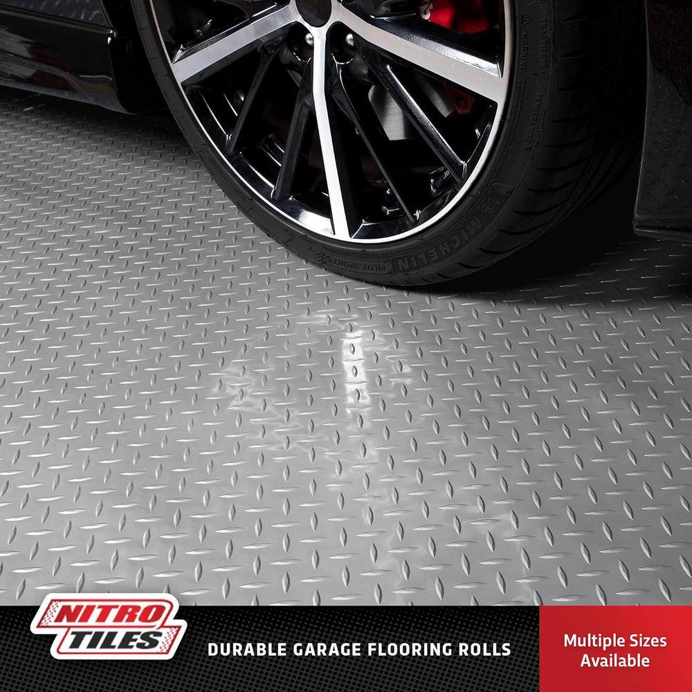Midnight Black Diamond Plate Vinyl Garage Floor Roll, 7.5' x 17'