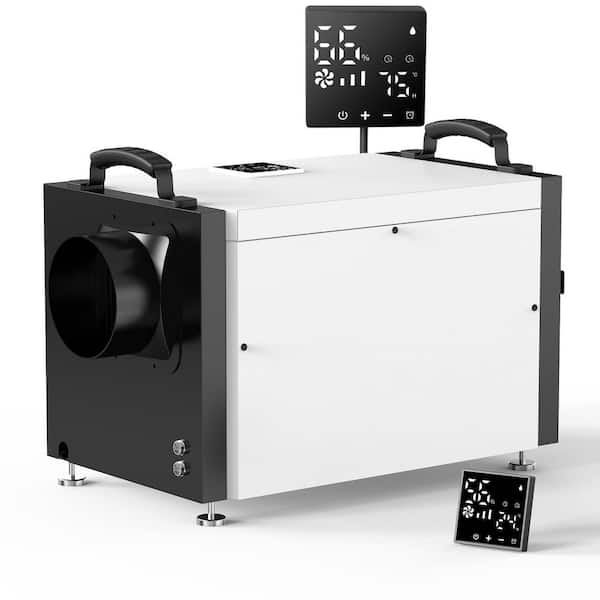 150 pt. 7,500 sq. ft. Bucketless Commercial Dehumidifier for Basement, Crawl Space in White, with Detachable Control