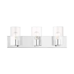 Ashford 23.5 in. 3-Light Polished Chrome Vanity Light with Clear Glass