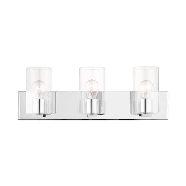 AVIANCE LIGHTING Ashford 23.5 in. 3-Light Polished Chrome Vanity Light with Clear Glass