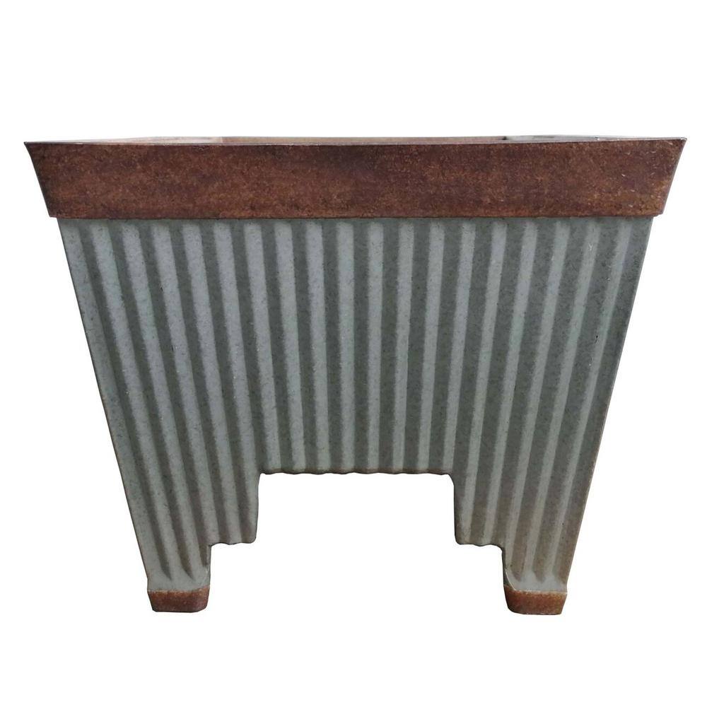 Rustic Galvanized Resin Rail Planter for Outdoor Spaces