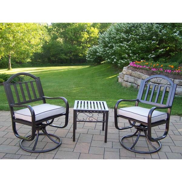 Oakland Living Rochester Swivel 3-Piece Patio Chair Set with Oatmeal Cushions