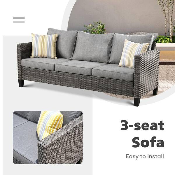 XIZZI Venus Gray 6-Pcs Wicker Outdoor Patio Conversation Seating