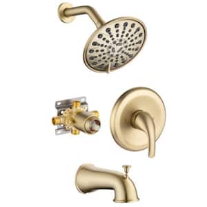 Detachable Single Handle System 6-Spray Shower Faucet 1.7 GPM with Pressure Balance Valve Cartridge in Brushed Gold