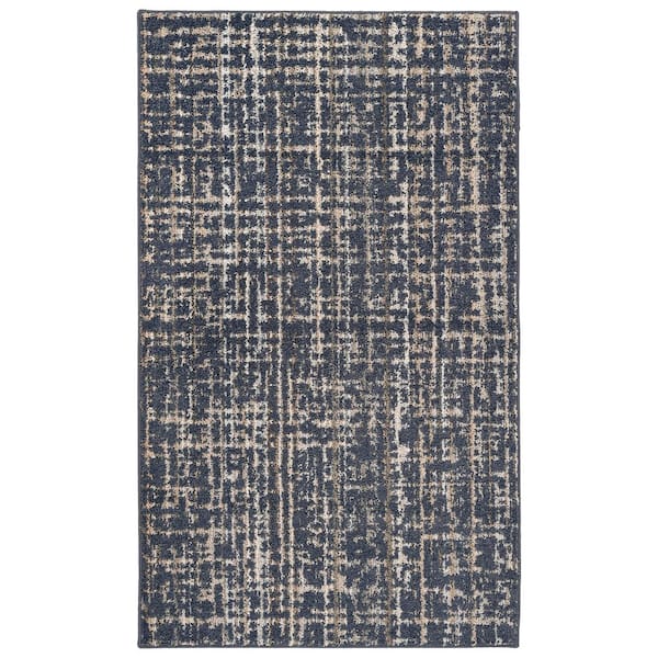 Rumba 3 ft. x 5 ft. Slate Blue/Earth Tone Plush Modern Abstract Area Rug