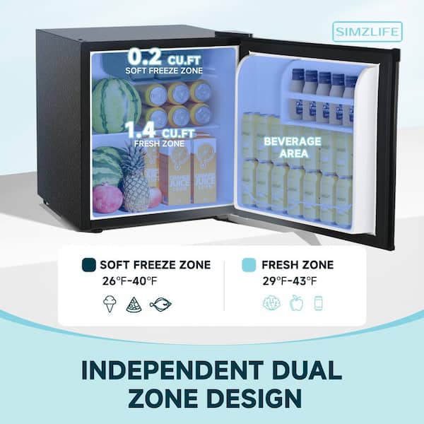 17.5 in 1.6 cu. ft. Mini Refrigerator Countertop/Freestanding in Black, Precise Control and Adjustable shelves