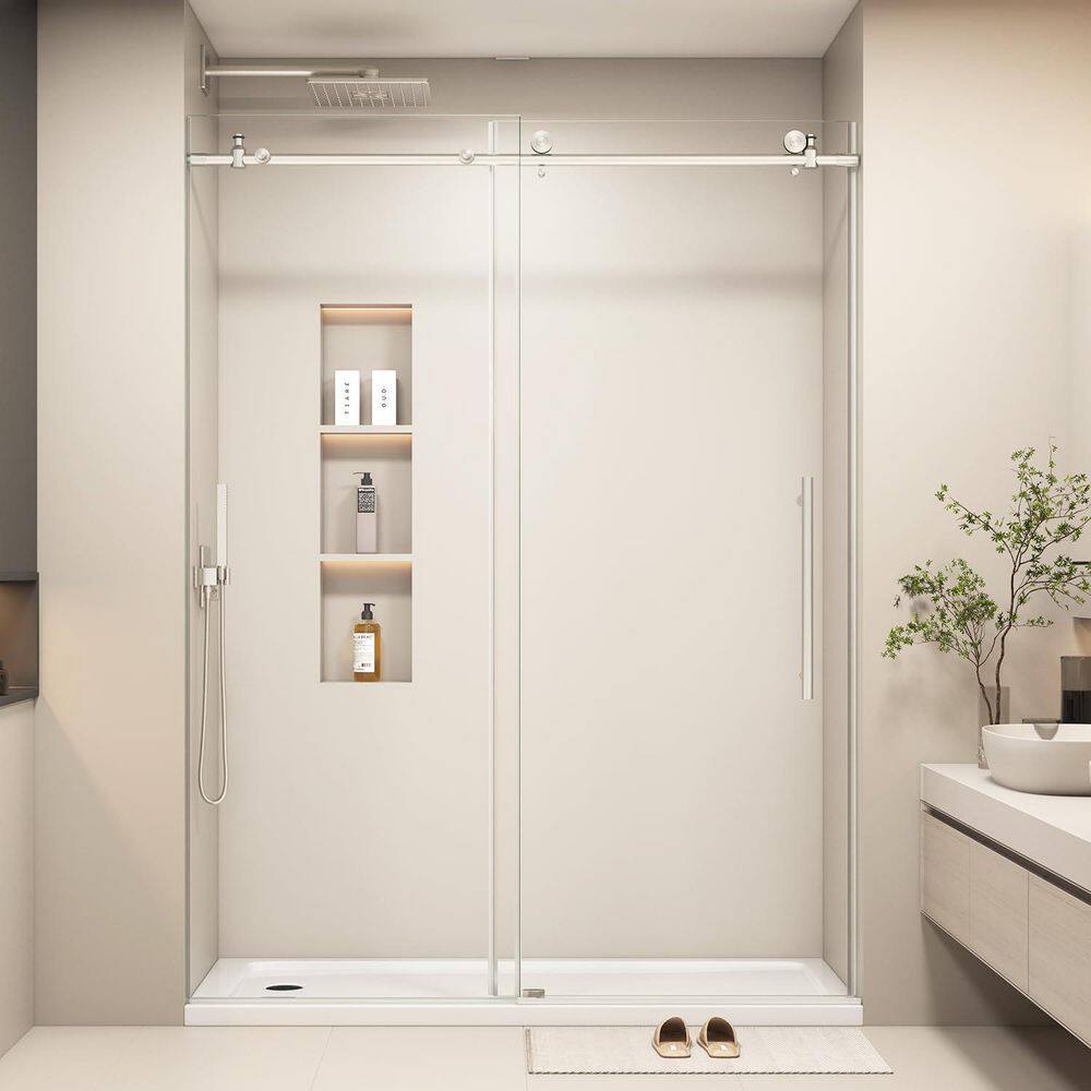 43-48 in. W x 72 in. H Sliding Frameless Shower Door in Brushed Nickel with Clear Tempered Glass price history on PriceWatchPro